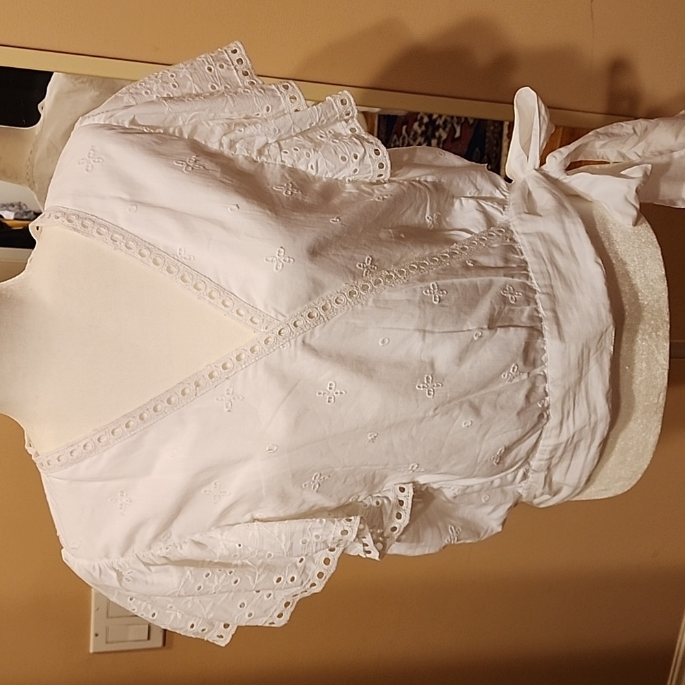 White flutter sleeve top